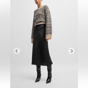 Hugo Boss MIDI-LENGTH SKIRT IN CRINKLED SATIN-TOUCH FABRIC